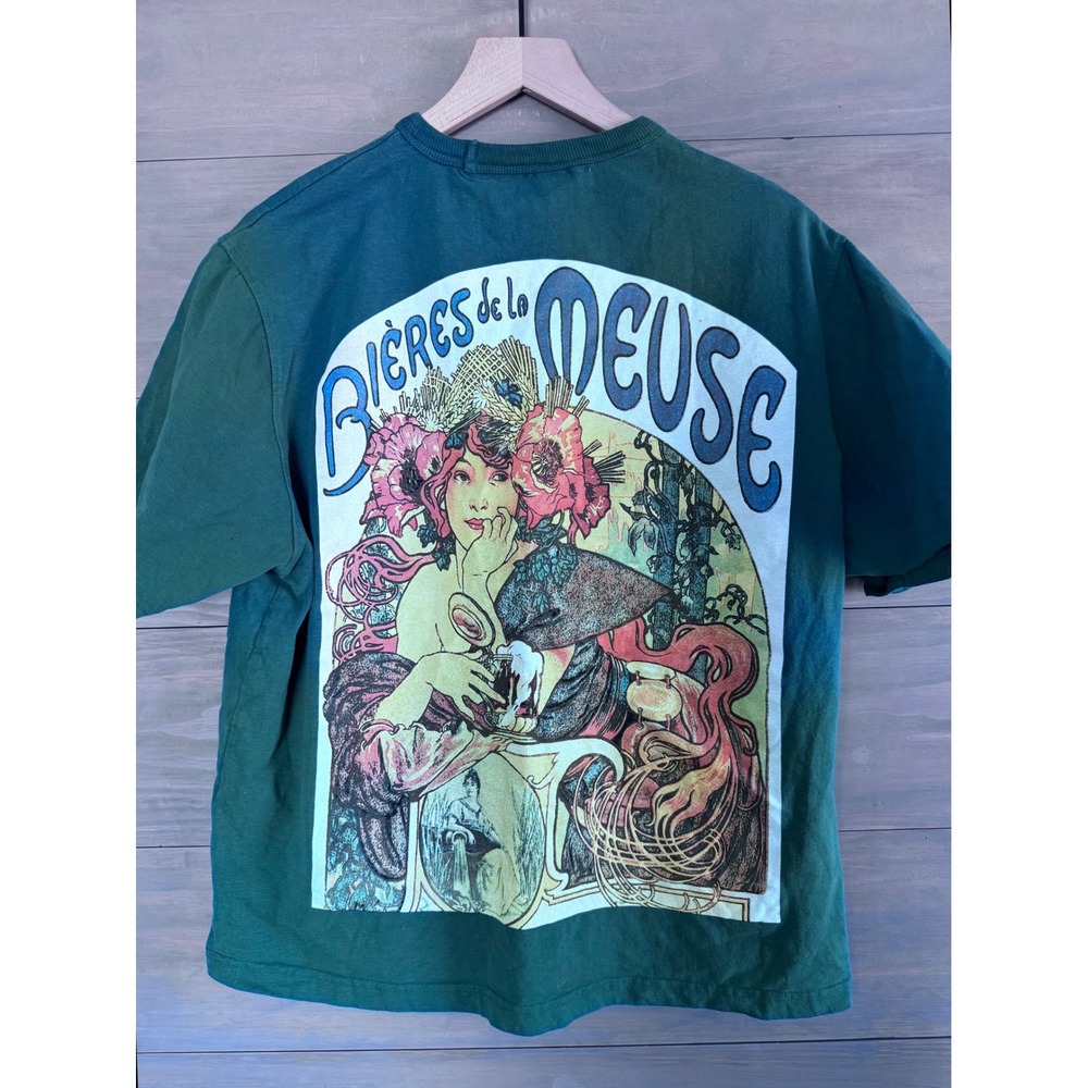 Rebel Vengeance Bieres de la Meuse Art Nouveau Graphic‎ Tee Green Mens Medium
